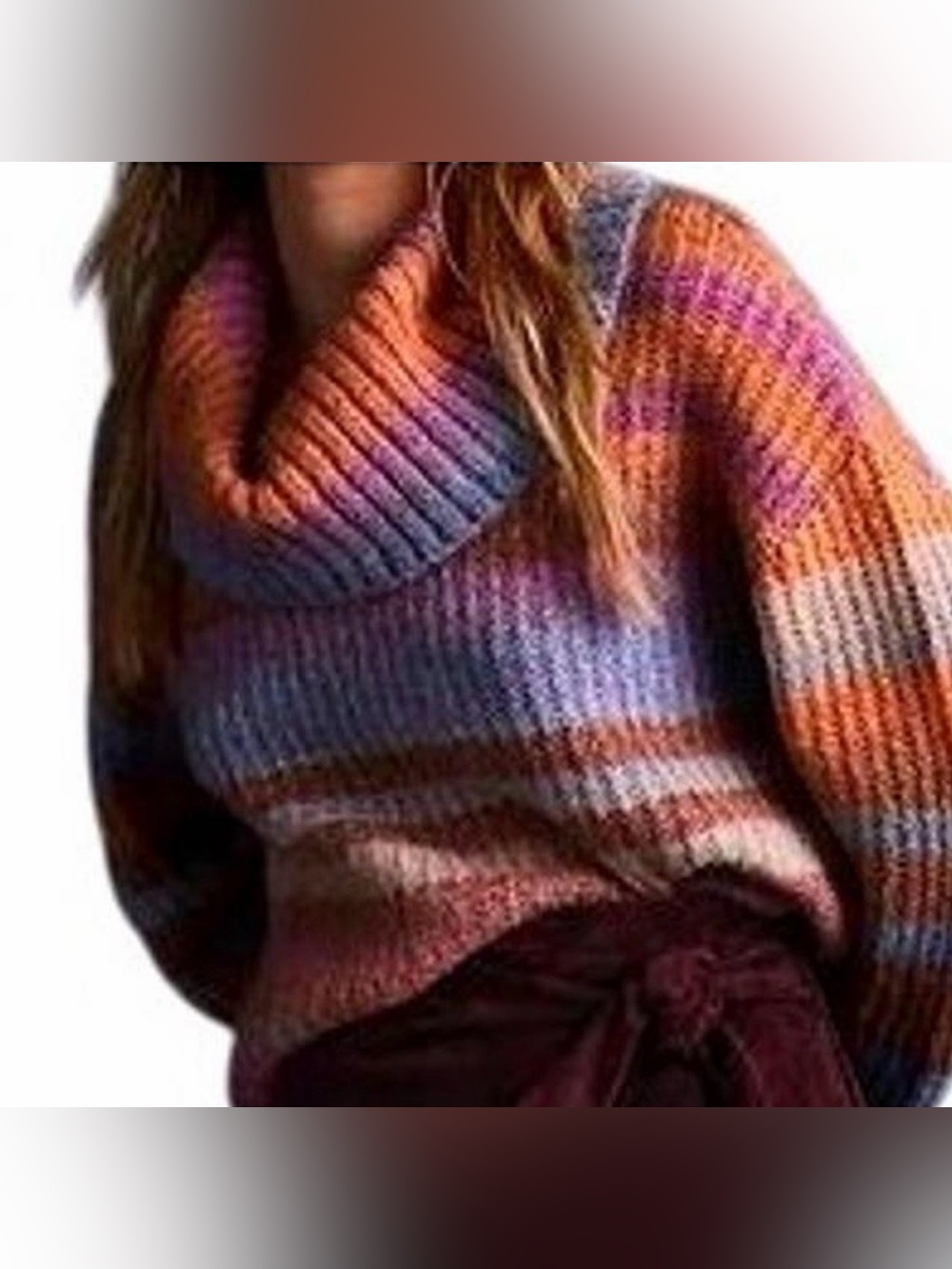 Anthropologie Multicolor Striped Cowl Neck Women's Sweater, size medium